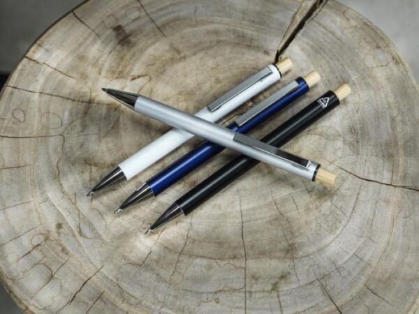 Cyrus recycled aluminium ballpoint pen - White Black Navy Silver  - Express Range, Office, Pens