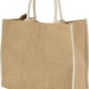 Coloured edge jute tote bag 25L - Natural Navy