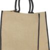 Coloured edge jute tote bag 25L - Natural Navy