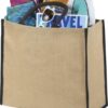 Coloured edge jute tote bag 25L - Natural Navy