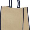 Coloured edge jute tote bag 25L - Natural Navy