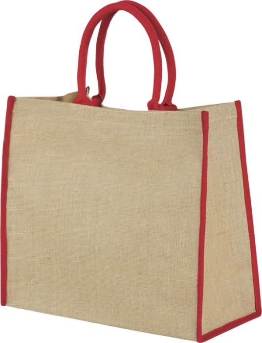 Coloured edge jute tote bag 25L - Natural Navy