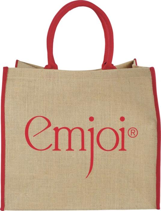 Coloured edge jute tote bag 25L - Natural Navy